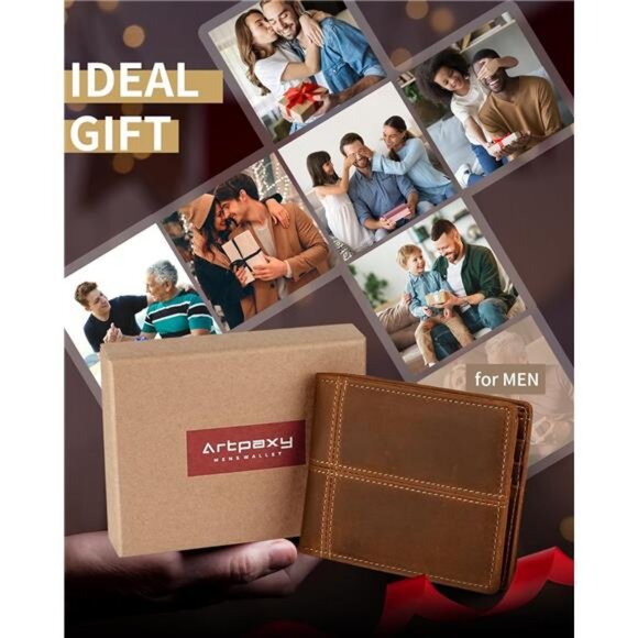 Mens Wallet Bifold Genuine Leather RFID Blocking Wallet for Men with 1 ID Window - Picture 6 of 7